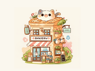 猫咪面包房更新～5/15 design illustration ui 插图 插画 线稿插画 设计