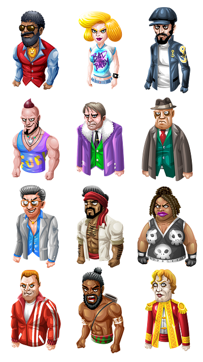 MafiaBattle - Boss Characters 2d 2d illustration adobe illustrator antagonist bad guys big boss bosses cartoon character character design concept art digital art game game assets game characters illustration vector villain