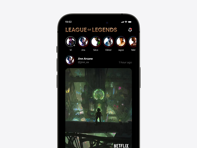 UI Concept for League of Legends: Arcane Series App aesthetic appdesign arcane figma interaction ios league of legends minimal mobile product riot games ui ux uxdesign uxuiapp