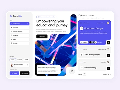 CourseHub educational platform app branding dashboard design education flat graphic design home interface layo product studio ui ux web