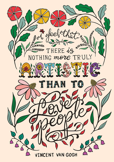 To Love People botanical decorative element design digital art eastern spring co flower graphic design illustration lettering art licensing love poem procreate quote spring vincent van gogh wildflowers yenty jap