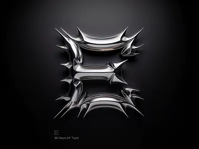 "E" 36 Days Of Type 3d branding chrome graphic design letter e logo silver spike typography