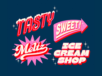 Tasty Type Treatments branding ice ice cream illustration illustrator meltz sweet the creative pain vector