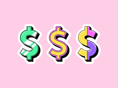 Dollar stickers art bank cartoon cash currency design dollar fee finance icon illustration income investment money pop profit retro sticker usd vector