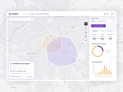 Cartography interface cartography data design geodata geomarketing interface map mapping open street map product design purple saas ui white