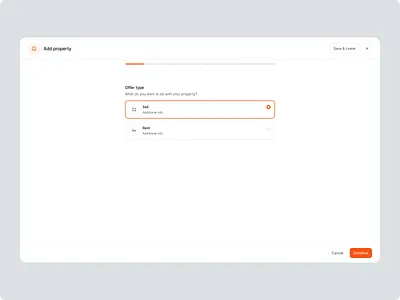 Immobilis - Property listing process add property app b2b b2b saas clean desktop minimal process progress properties property listing saas select steps ui web
