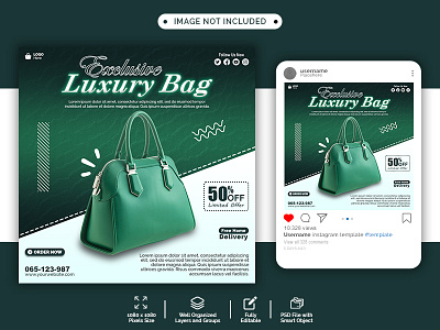 Exclusive Luxury Bag for Social Media Post Template Design ads ads template bag bag collection instagram post luxury bag product ads product promotion social media social media post social media template