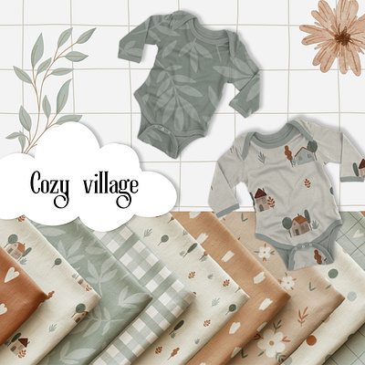 Cozy village paper collection cozy cozy pattern digital digital art draw hand draw illustration paper print seamless village