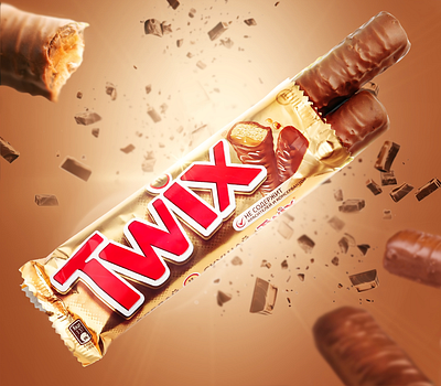 Twix Chocolate brown caramel chocolate chocolatenuts chocolatesticks graphic design light socialmediadesign twix