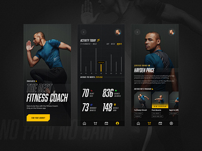 Fitness App Concept darktheme fitness mobile ui