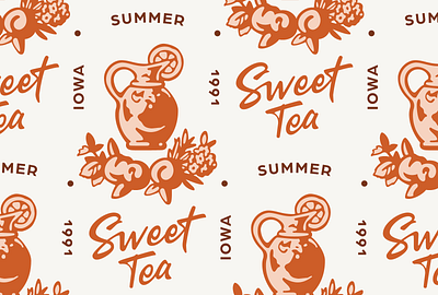 Sweet Tea Heyday Sub-brand beverage branding brand strategy branding color palette illustration lettering logo organic tea branding visual design