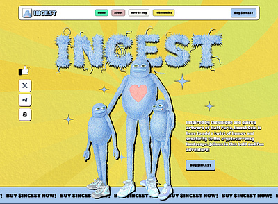 Incest- Meme coin design base blockchain crypto cryptocurrency design landing page landwolf matt furie meme meme coin landing page meme token meme website memecoin memes page pepe token trend ui website