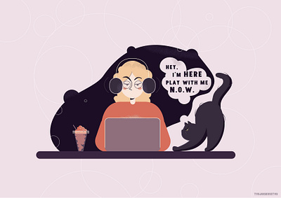 Sticker «I'm here, play with me. NOW.» 2d adobe illustrator cat cats meow pack sticker sticker pack vector vector image