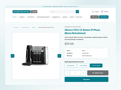 StarTechTel - Website Design belgium design desktop ecommerce green minimalistic odoo page phone product shop telephone turquoise ui usa ux web website