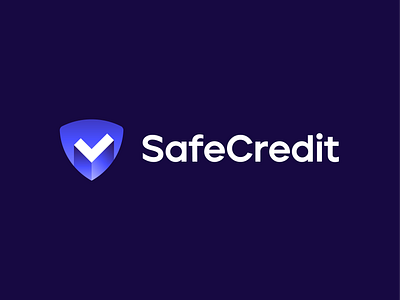 SafeCredit - Logo Design 3d brand brand design branding checkmark credit finance financial gradient identity logo logodesign money safe security shield