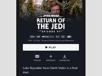 What if Disney+ lets you spoil a movie? animation app design disney figma mobile product design spoiler star wars streaming ui ux