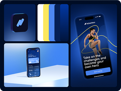 Bento sport app 🍱💪 3d app bento blue branding challenges colors design graphic design hero logo mobile sport sport app ui