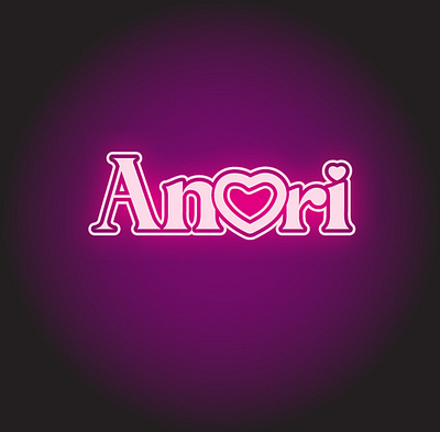 ANORI LOGO DESING THAT O REPLACE WITH HEART SIGN 3d anori logo design logo heart logo branding logo design love sign logo pink color logo