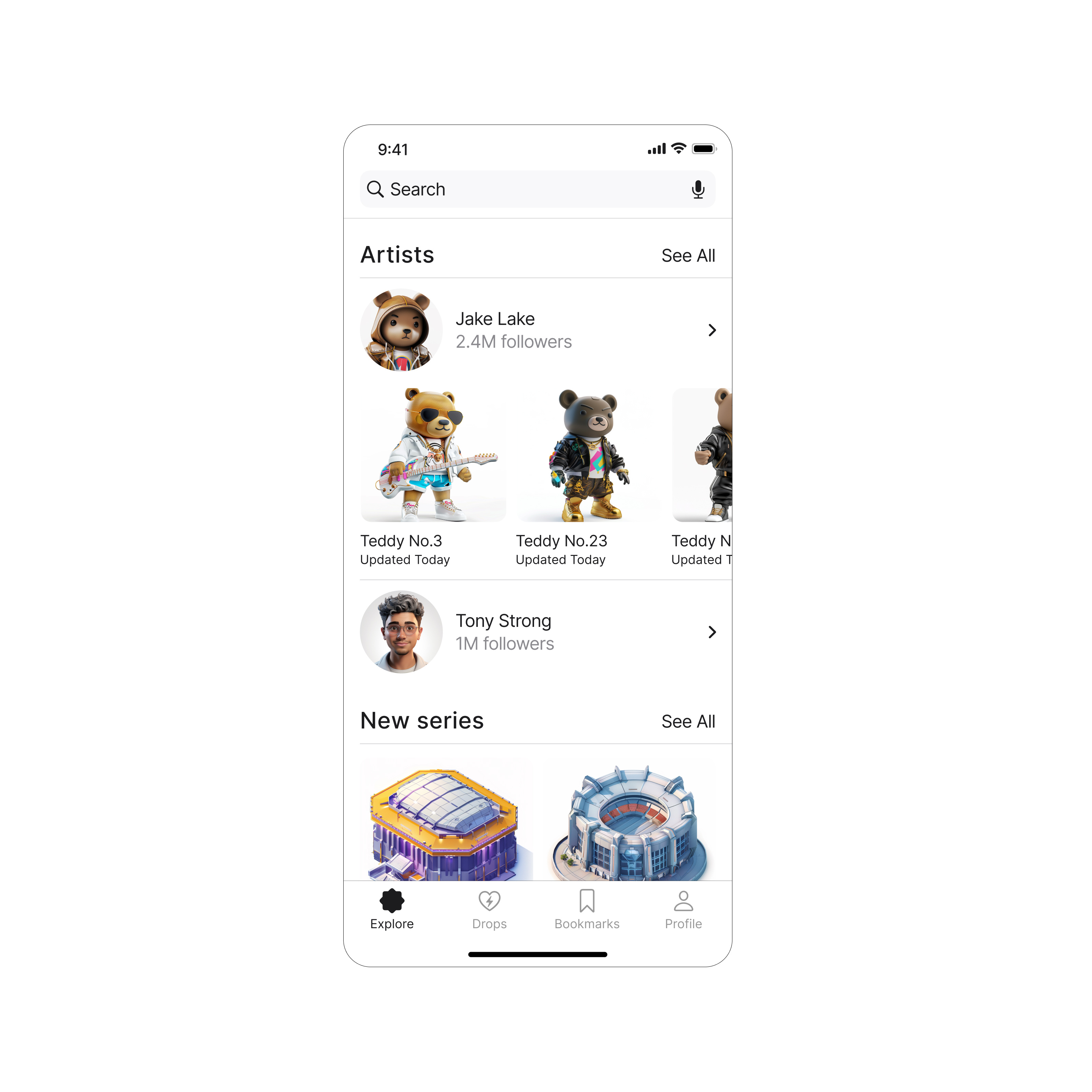 Exploring UI for Searching Artists and Designers app app design art artists crypto design interface nft tokens ui ux