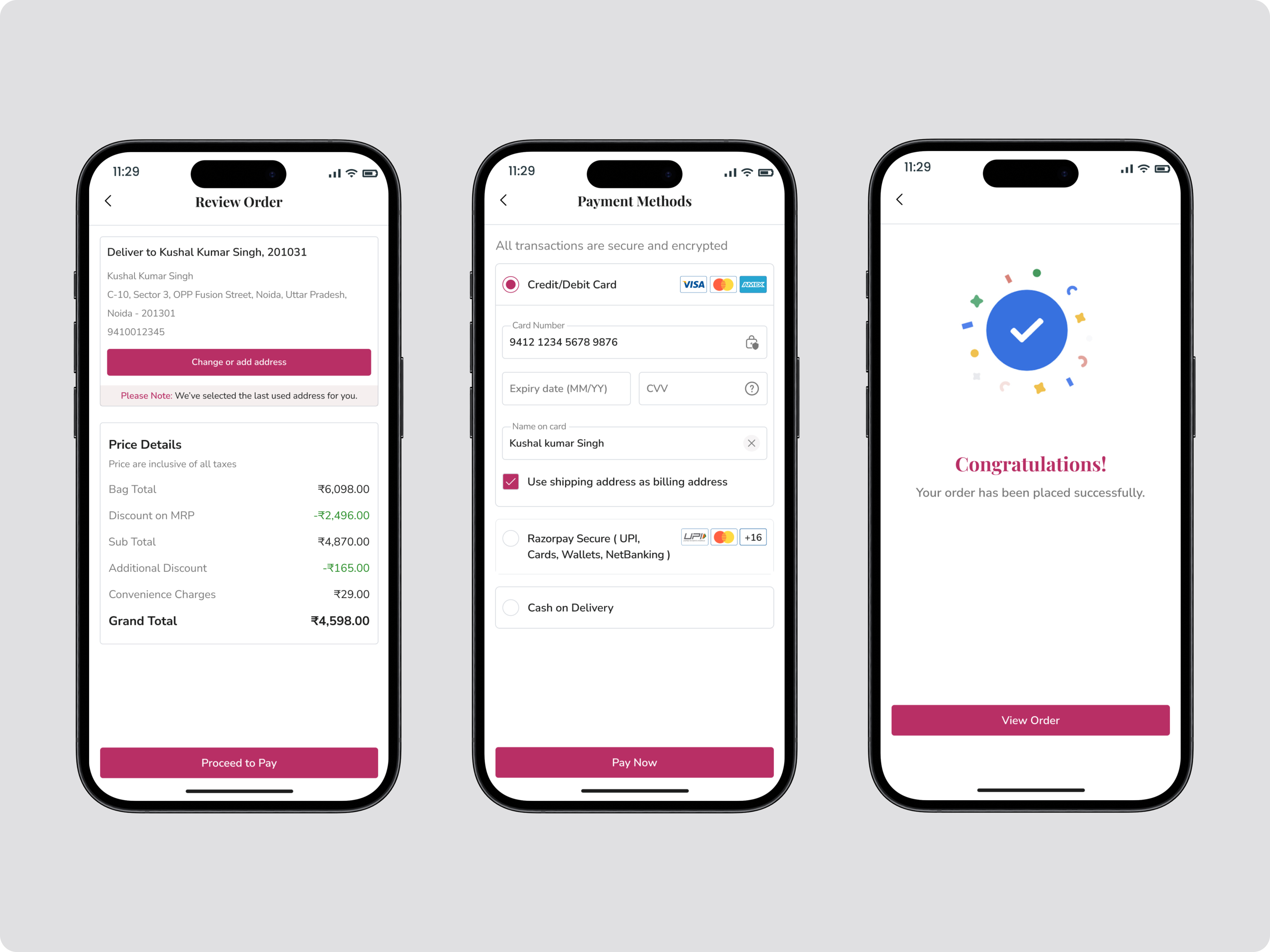Clothing Brand - Checkout Flow address branding checkout checkout flow checkout page ui checkoutflow ui design checkoutscreenui concept coupons page figma payment review order saved address shipping cart uidesign user interface