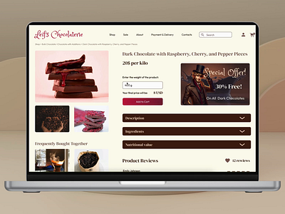 UI/UX Design Challenge - Day 005: Chocolaterie Product Page animation challange ui ux web design