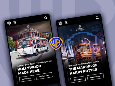 Warner Bros. - Tours Experiences banner collections graphic design harry potter hollywood made here home page landing page responsive design studio tour the making of harry potter tourexperiences ui design visuals warner bros