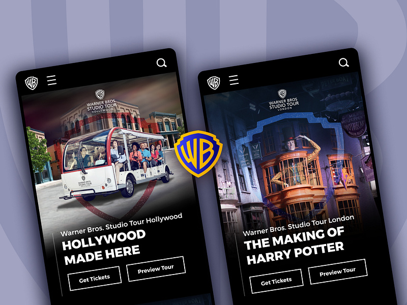 Warner Bros. - Tours Experiences banner collections graphic design harry potter hollywood made here home page landing page responsive design studio tour the making of harry potter tourexperiences ui design visuals warner bros