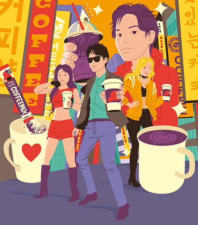 K-pop cover for 5th Wave magazine coffee cover graphic design illustration k pop magazine