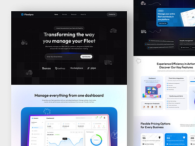 Fleetpro - Website Landing page ai landing page bitcoin landing page blockchain landing page crypto landing page cryptocurrency landing page design fleet fleet managment graphic design landing page ui landing page ui design landing page ux landing pages managment modern design trading landing page ui ui ux landing page vehicles web3 landing page