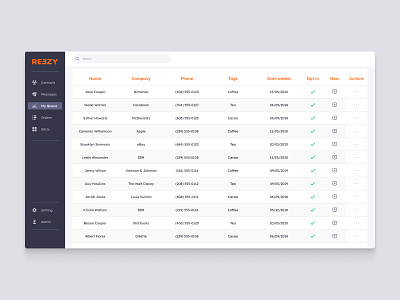 Queue Page Web App action add blue color dark dashboard edit go green orange page red table web design white