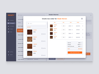 Create Order Page Web App action add blue button close dashboard design edit go green orange order page red table ui user window yellow