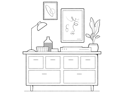 home black and white cartoon comic design details drawing home illustration line minimal monochrome pencil plants procreate product design simple space ui ux web design