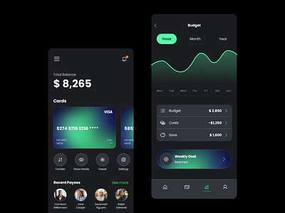 Banking app 💳 aurora concept dark mode fintech mobile ui ux