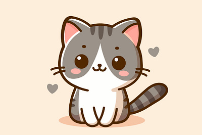 Gray cat animal baby cat character cute feline furry gray illustration kitten kitty mammal pet toy vector