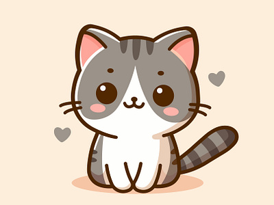 Gray cat animal baby cat character cute feline furry gray illustration kitten kitty mammal pet toy vector