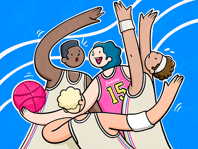 Happy 15th Dribbble! artwork basketball basketball logo. character characterdesign clean colorful community cute digital illustration digitalart dribbble dribbbleweeklywarmup figma illustration art illustrations procreate rebound