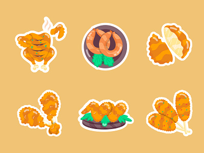 Chicken Stickers bbq burger chicken cuisine dinner dish eat fast food flat flat sticker food food sticker fried chicken junk food lunch meat poultry restaurant sticker vector