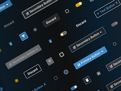 Buttons - Desktop UI button button interaction button states checkbox dark ui defence industry design system desktop buttons desktop design system destructive button disable button icon button primary button radio button secondary button tab ui toggle ui ux