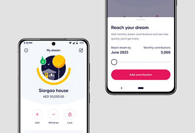 Banking / goals app app banking brand dreams goals illustration minimal type uae website