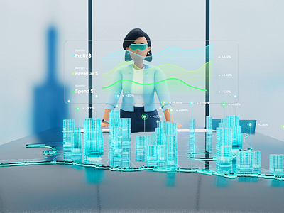 CureMint Financial Dashboard 3d 3d character 3d city 3d dashboard animation blender c4d character character animation character design dashboard explainer finance health healthcare office profit revenue superhero