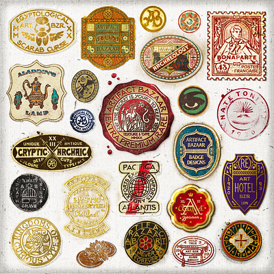 Badge Flash ancient artifacts antique art artifact badge design bazaar curios ephemera flash sheet font foundry procreate brush retro design texture art texture brush texutre design vintage design