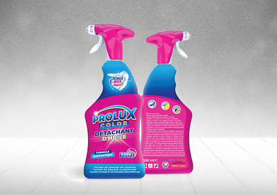 Label Design blue graphic design label design logo modern oil remover packaging design pink spray vibrant