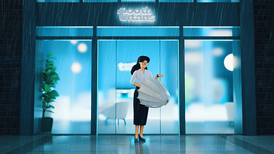 ToothTitans rainy office 3d 3d character 3d explainer blender c4d character character animation character design explainer female character finance health healthcare office rain rainy umbrella walk walking cycle