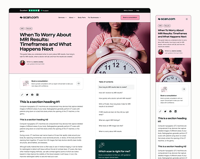 Health Hub/Blog Article for Scan.com branding pink product design ui design ux design web design