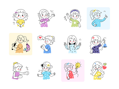 Girls Doodles Set cartoon cartoon character character childern cute doodle doodle art doodleaday doodleart doodles doodling girls hand drawn happy illustrator kids love people smile vector