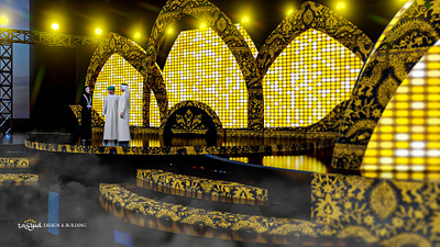 Main Stage Design Tradisional Texture/Motif with Yellow Color 3ddesign 3devent 3dmodeling booth concept design event exhibition main stage motif stage texture tradisional