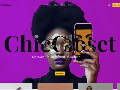 ChicCloset cards carousel closet clothing fashion purple ui website