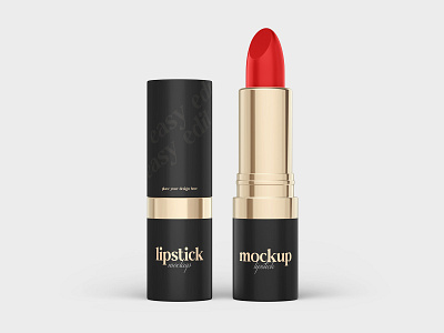 Matte Lipstick balm beauty cosmetic design lip lipstick logo makeup mockup mockups pack packaging plastic product tint tube