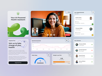 AI Health Assistant Dashboard chart dashboard design doctor figma green health inspiration ui ux