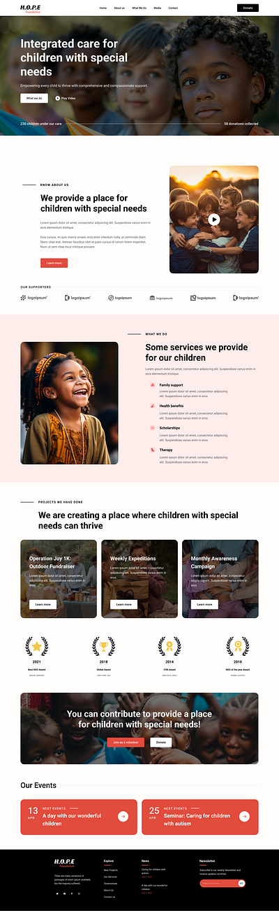 Hope Foundation: Empowering Every Child's Potential 2024 charity childcare concept design figma foundation hope ui website